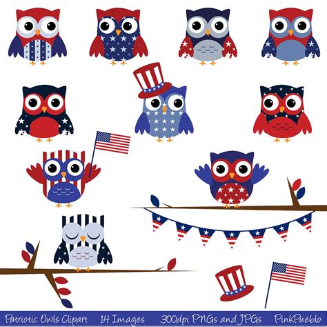 Patriotic Owls Clipart Clip Art Fourth Of July Owls Clipart Clip Art