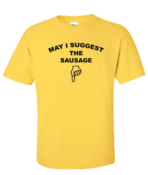 may i suggest the sausage finger point down logo graphic t shirt