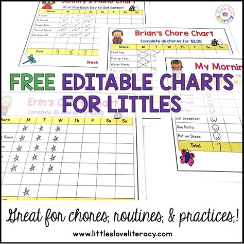 Editable Charts For Littles Littles Love Learning