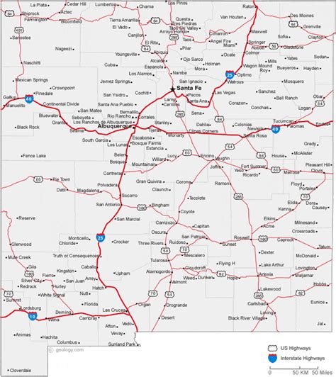 New Mexico County Map With Roads Agathe Laetitia