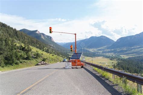 Traffic Light On A Mountain Road Stock Image Image Of Panels Drive