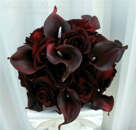 Wedding Bouquet Real Touch Majestic Red Calla Lily Black Etsy Canada