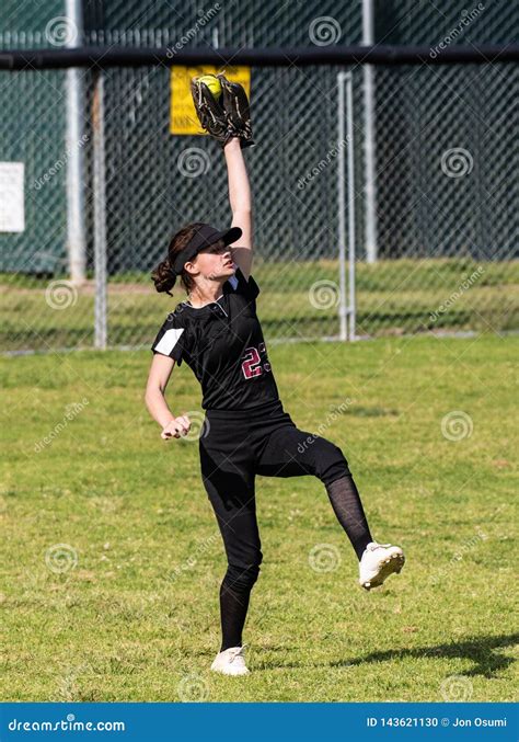 Competing In High School Softball Game Stock Photo Image Of Finger