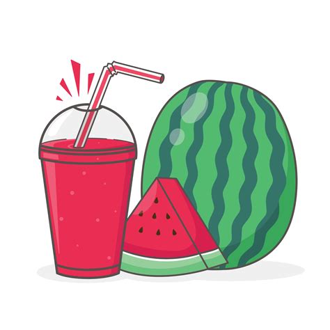 Watermelon Juice And Slice Of Watermelon Illustration 2547681 Vector