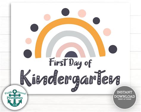 First Day Of Kindergarten Sign Printable Back To School Photo Etsy