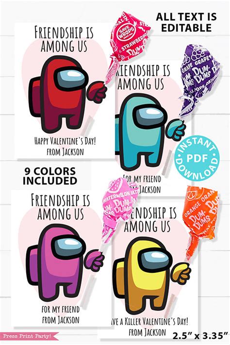 Among Us Valentine Card Printable - Press Print Party!