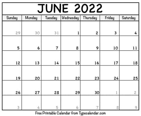free printable june 2022 calendars