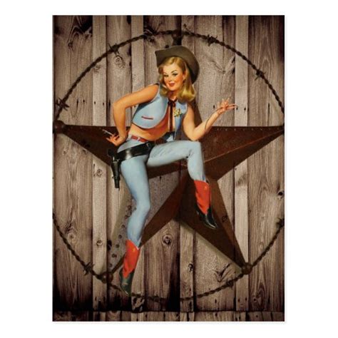 Vintage Pin Up Cowgirl Country Fashion Postcard Zazzle