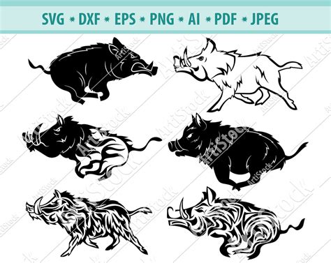 Boar Svg File Wild Boar Digital Pig Download Silhouette Etsy Canada
