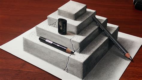 How To Make A 3d Concrete Pyramid Pencil Drawing Youtube