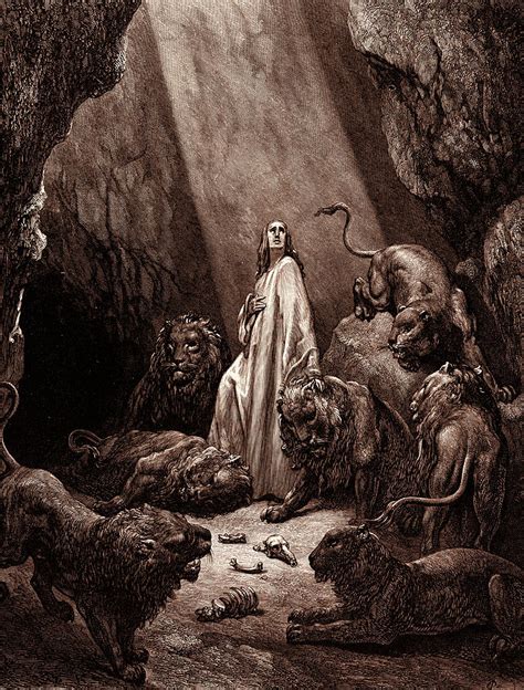 Daniel In The Den Of Lions By Gustave Dore Drawing By