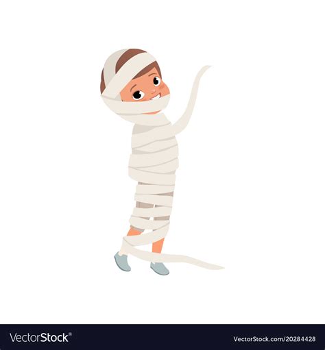 Cute Little Kid Wrapped In Bandages Boy In The Vector Image