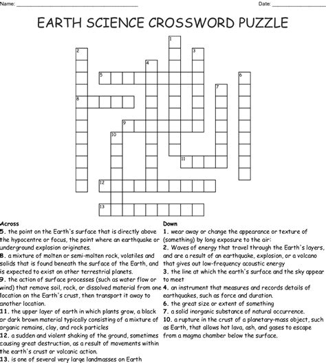 Science Crossword Puzzles Printable With Answers Printable Crossword