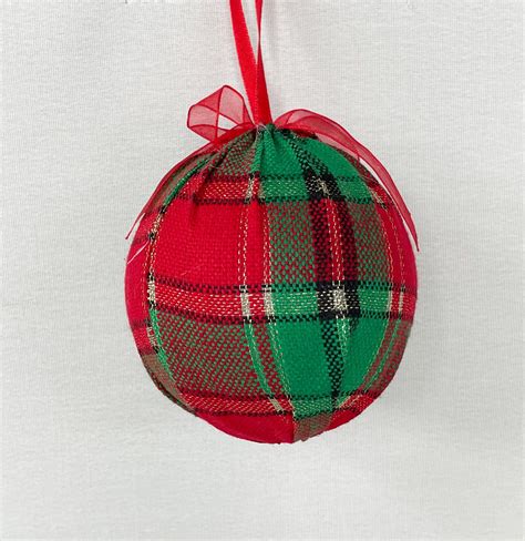 2x Red And Green Plaid Christmas Ornament Christmas Decor Etsy