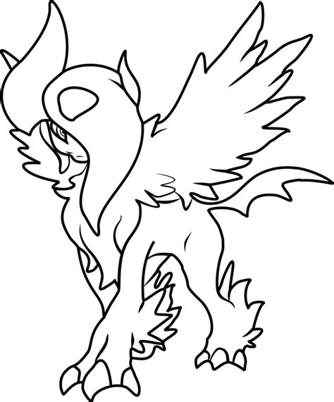 Beautiful Mega Absol Coloring Page Free Printable Coloring Pages For Kids