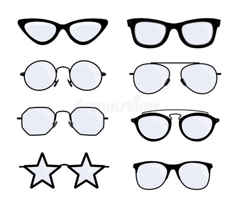 Different Glasses Designs Vector Illustrations Set Stock Vector Illustration Of Optical Flat