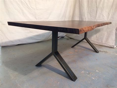 Metal dining table legs nzb search sites. Bookmatched walnut on steel Y leg | Bjorling Grant