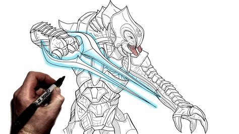 How To Draw The Arbiter Step By Step Halo Youtube
