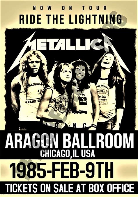 Metallica Vintage Concert Poster Aragon Ballroom Chicago Usa 1985