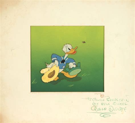 Walt Disney Signed Production Cel Of Donald Duck