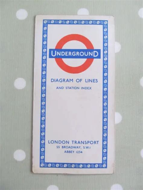 Vintage London Transport Underground Diagram Of Lines And Station Index