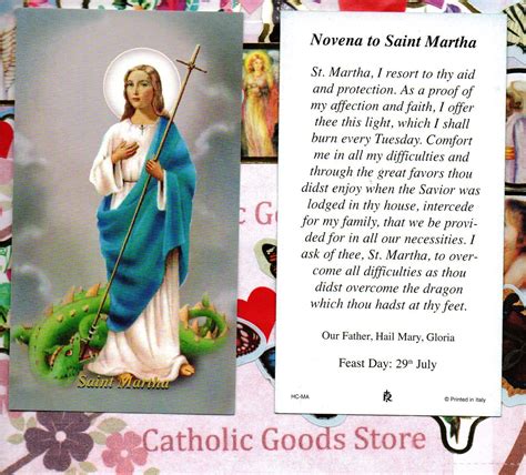 Novena To Saint Martha Rap Paperstock Holy Card Ebay