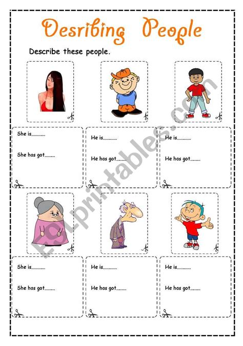 Describing People Physical Appearance Worksheets For Kids