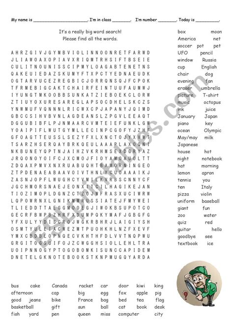 Big Words Word Search Big Words Word Find Kids Word Search