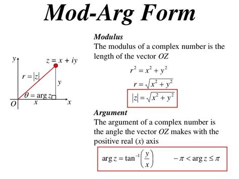 Mod Arg Form Modulus The Modulus Of A Complex Number Is The Y Complex Numbers Math Formulas