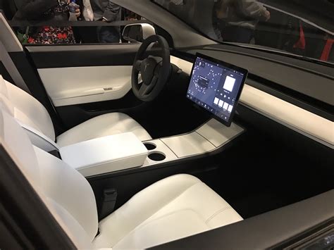 Tesla Model 3 Silve Interior View Inside Cabin Cupholder