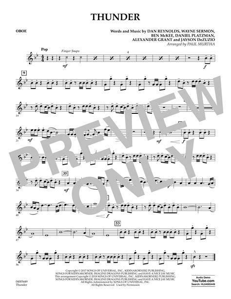 Thunder Oboe Concert Band Print Sheet Music Now