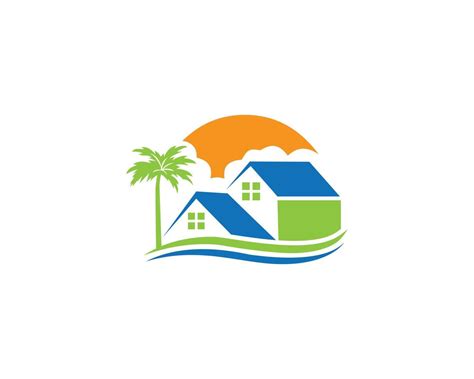 Marine Property Real Estate Logo Design Illustration With Beach House
