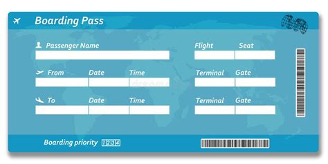 Blank Airline Boarding Pass Ticket Vector Illustration Airline Tickets Airline Boarding Pass