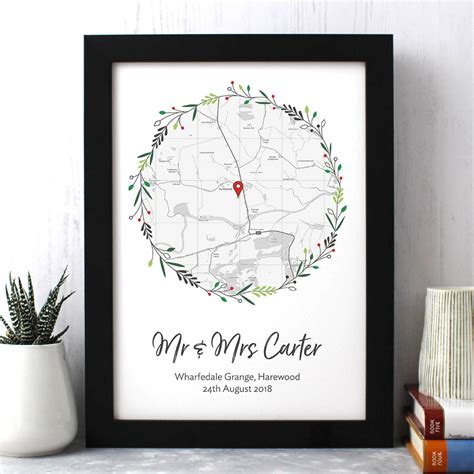 Personalised Map Print For Wedding Engagement Etc By Jon Hall Design