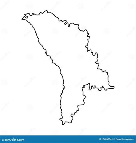 Moldova Map Of Black Contour Curves On White Background Of Vector