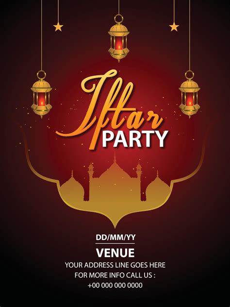 Iftar Party Design Template With Golden Lantern And Background 2196098