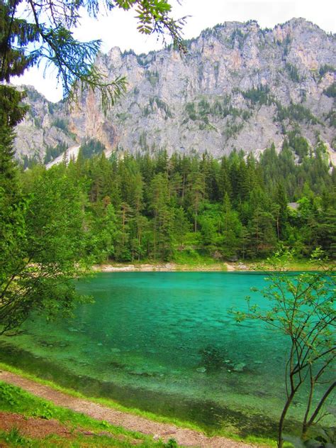 The Amazing Grüner See Emerald Lake Near Tragöß In The Hochschwab