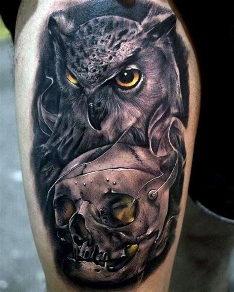 50 Owl Skull Tattoo Designs For Men Cool Ink Ideas Owl
