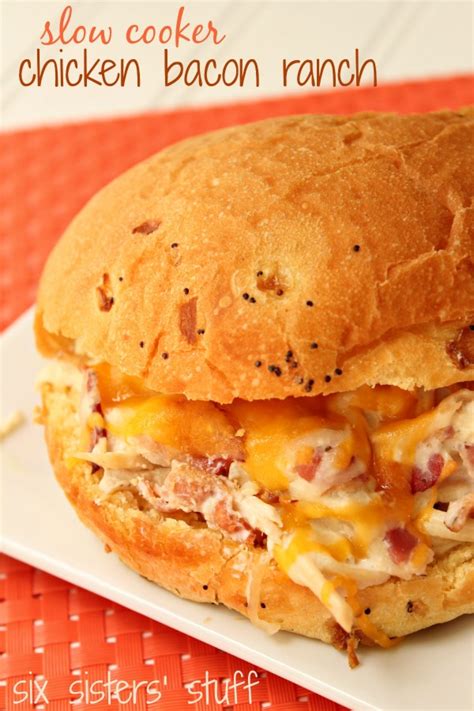 Slow Cooker Chicken Bacon Ranch Sandwiches Recipe Just A