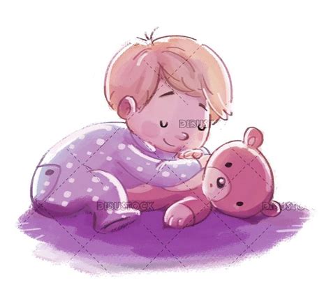 Baby Sleeping With Teddy Bear On Isolated Background Sueño De Niño