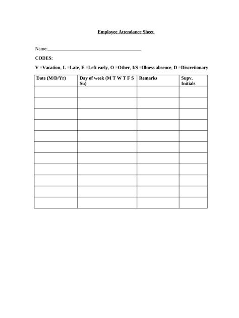 Attendance Sheet Form Fill Out And Sign Printable Pdf Template Signnow