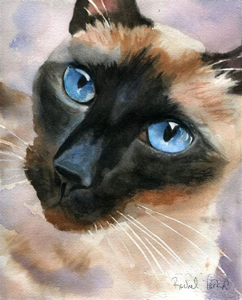 Siamese Cat Art Print Of A Watercolor Painting Big Large Huge Etsy