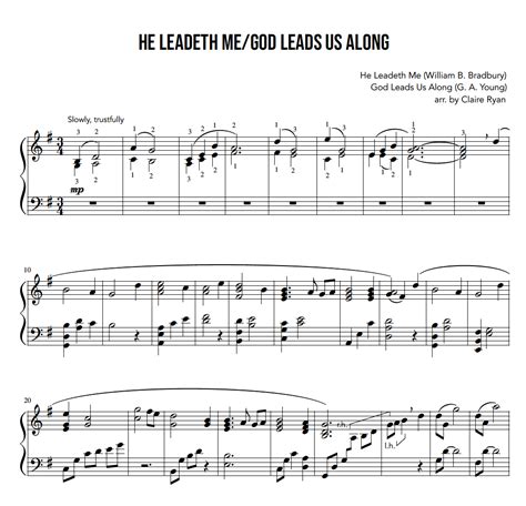 He Leadeth Megod Leads Us Along Harp Column Music