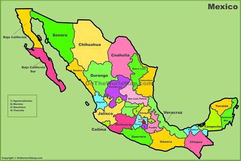Mexico States And Capitals Map Area Code Map