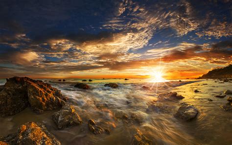 Picture Rays Of Light Usa Malibu Nature Sky Sunrise And 1920x1200