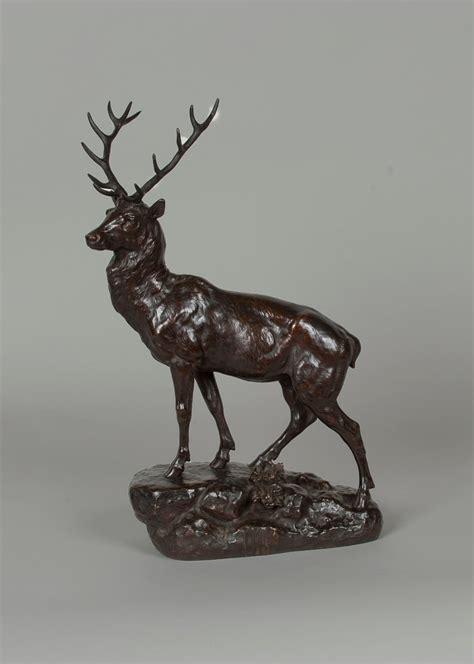French Bronze Sculpture Of A Stag Signed Je Masson