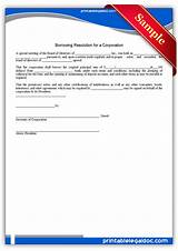 Pictures of Blank Corporate Resolution Form