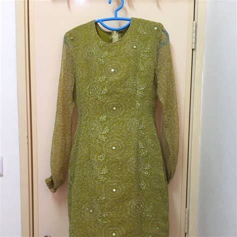 Kuning air @ kuning lembut. 28 Baju Kurung Sari 2020, Paling Baru
