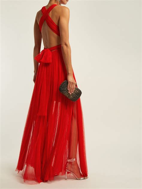 margo open back pleated tulle gown maria lucia hohan matchesfashion uk pleated tulle