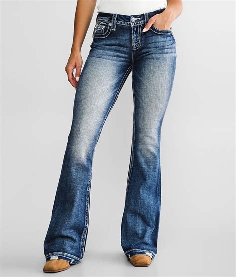 Miss Me Low Rise Flare Stretch Jean Womens Jeans In M753 Buckle